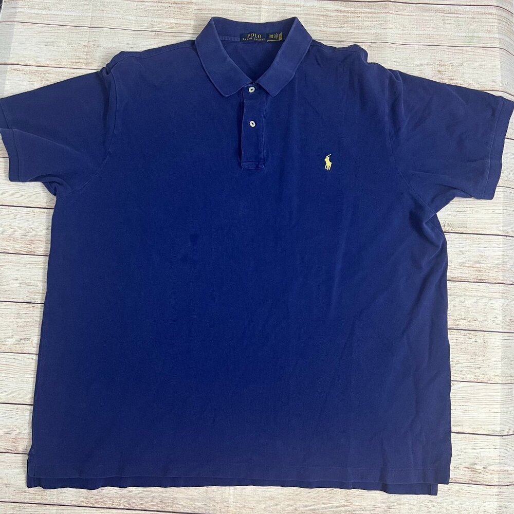 Polo Ralph Lauren Mens 3XB Blue Short Sleeve Polo Shirt Big Tall Cotton 3XB/3TG